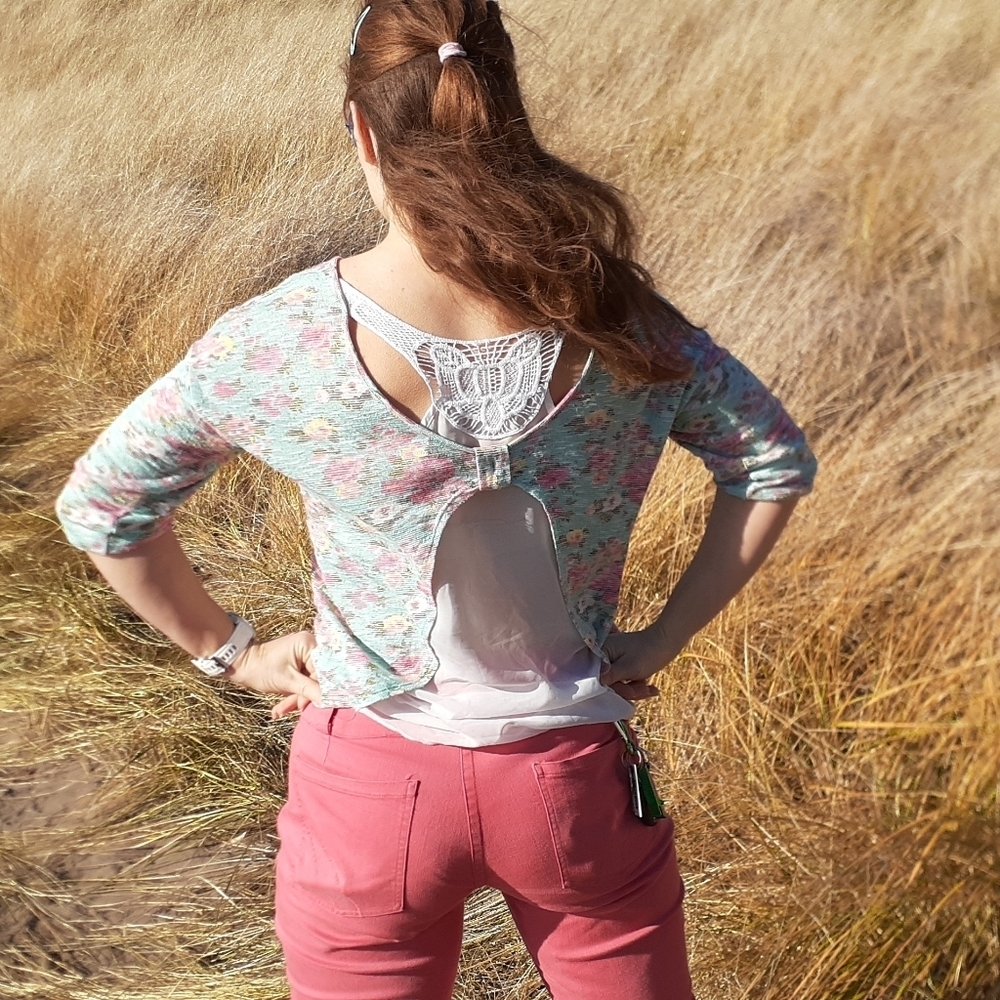 Open-back Floral Sweater